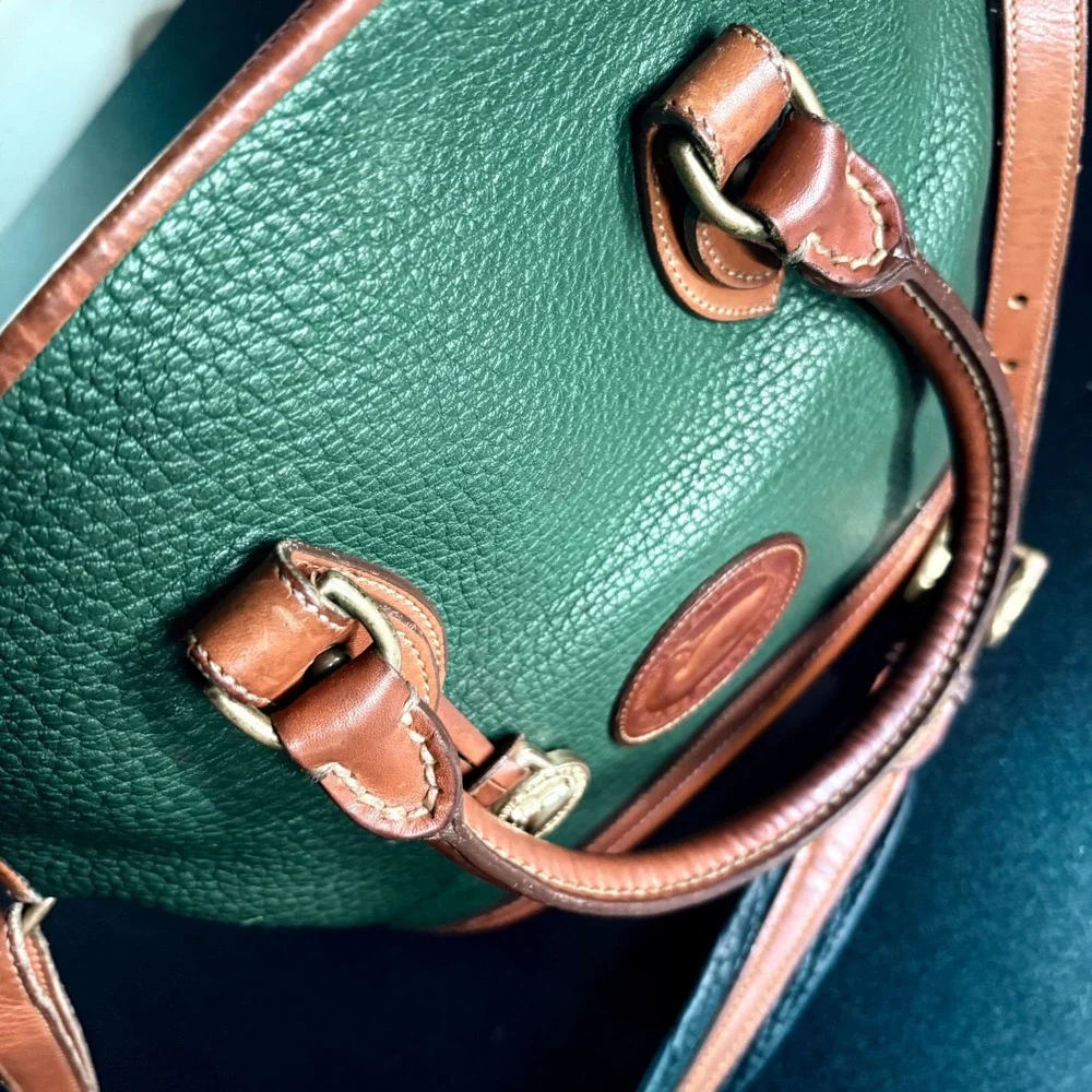 vintage Dooney & Bourke AWL Norfolk bag In green crossbody satchel leather zip